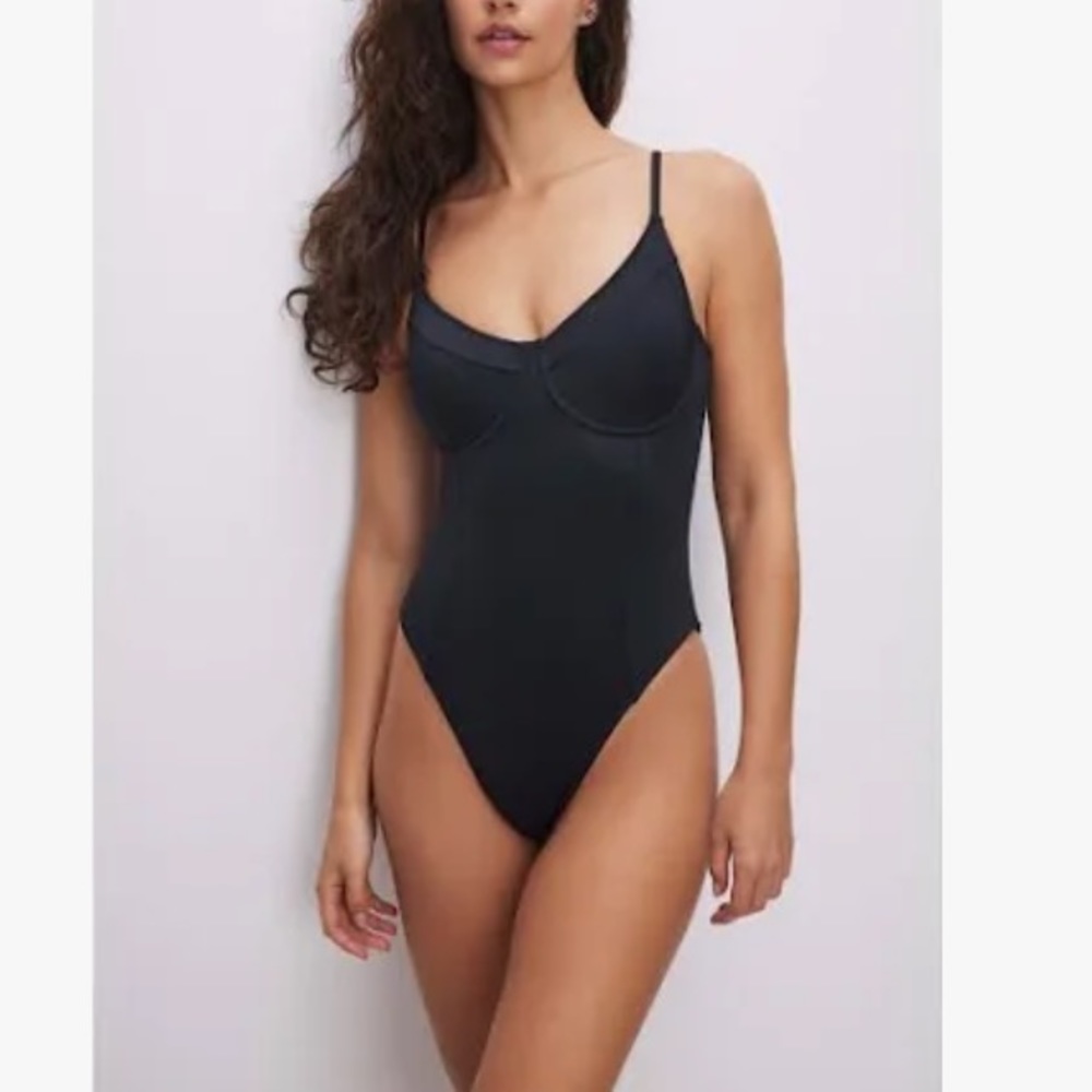 Good American Good Scuba Show-Off One-Piece Swimsuit Black